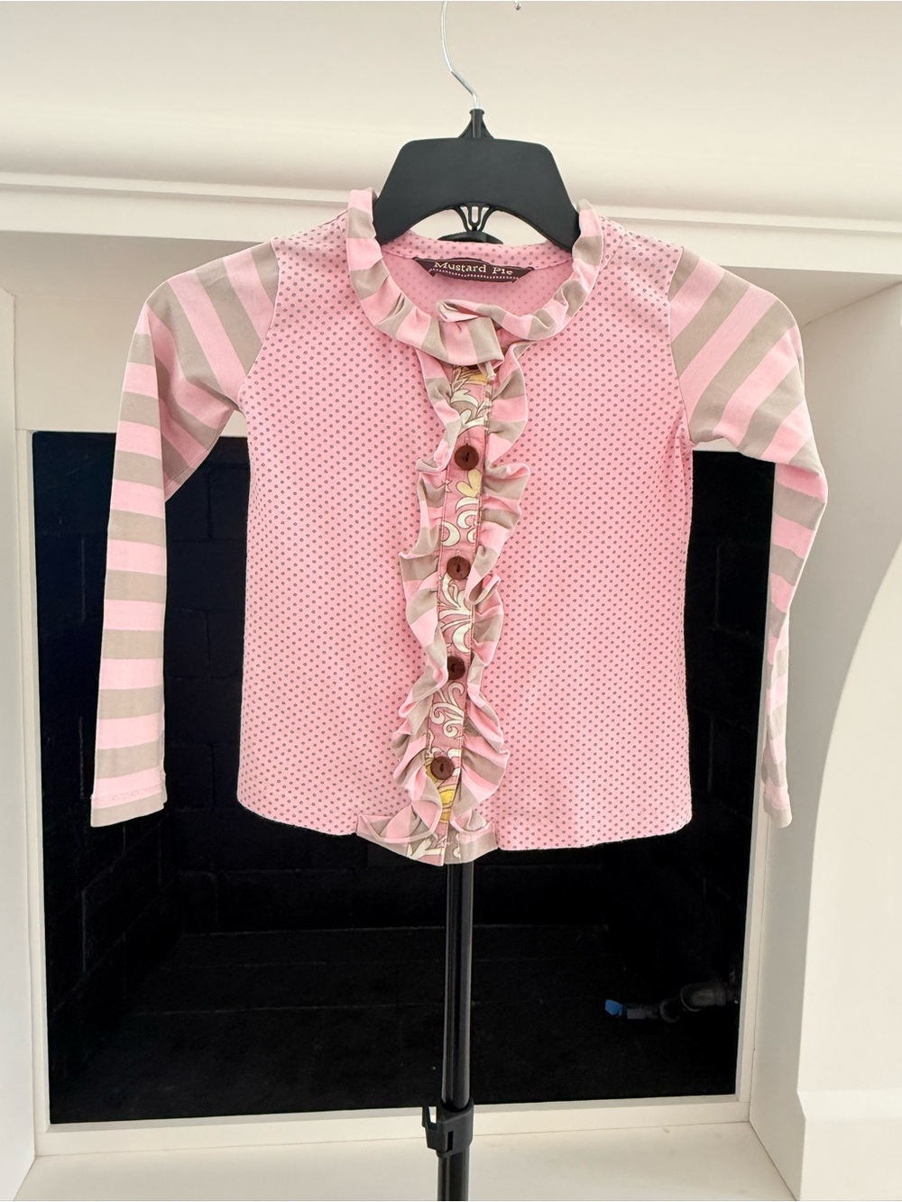 Mustard Pie Pink Ruffled Long Sleeve Top-Size 6